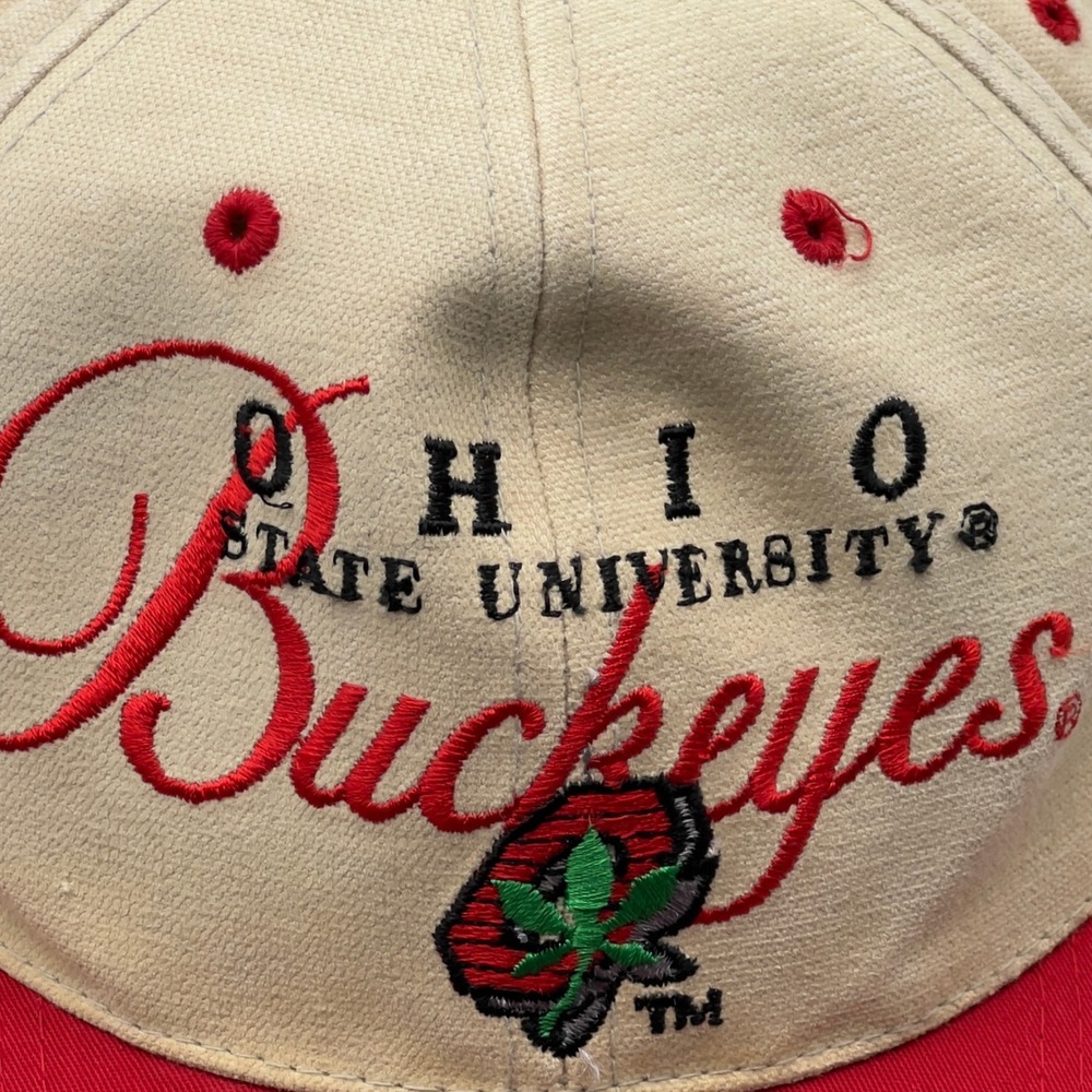 Ohio State University Buckeyes Hat Outdoor Cap Tan Red Adjustable Vintage Style - Picture 3 of 11